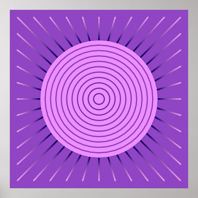 Modern Geometric Sunburst - Amethyst Lila Poster (Framsidan)