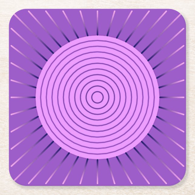 Modern Geometric Sunburst - Amethyst Lila Underlägg Papper Kvadrat (Framsidan)