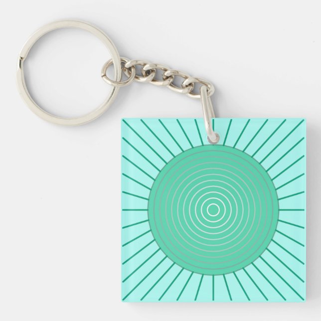 Modern Geometric Sunburst - Aqua and Seafoam Grönt (Framsidan)