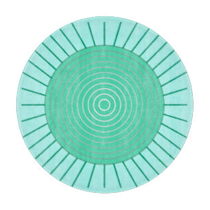 Modern Geometric Sunburst - Aqua and Seafoam Grönt