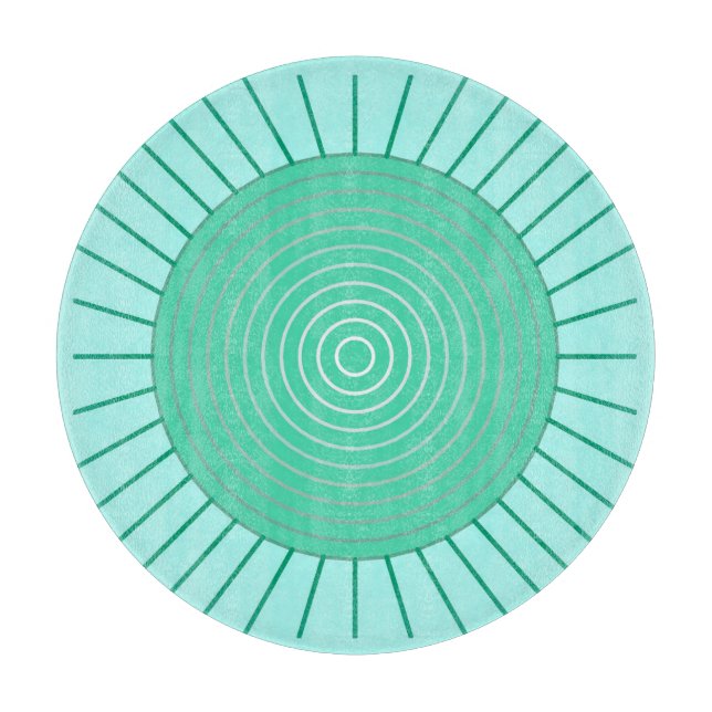 Modern Geometric Sunburst - Aqua and Seafoam Grönt (Framsidan)