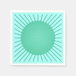 Modern Geometric Sunburst - Aqua and Seafoam Grönt Pappersservett