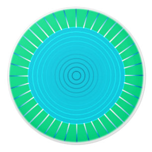 Modern Geometric Sunburst - Blue- och Jade-Grönt Knopp