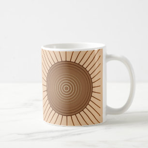 Modern Geometric Sunburst - Brown och Tan Kaffemugg