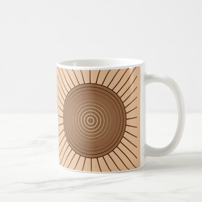 Modern Geometric Sunburst - Brown och Tan Kaffemugg (Höger)