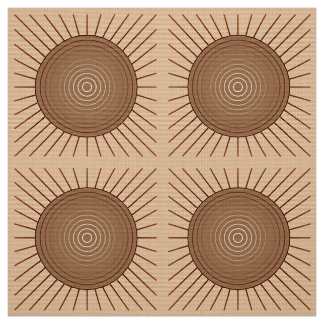 Modern Geometric Sunburst - Brown och Tan Tyg (Provkarta)