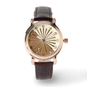 Modern Geometric Sunburst, Brown, Taupe och Beige Armbandsur
