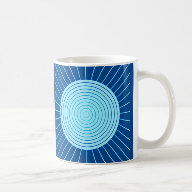 Modern Geometric Sunburst - Cobalt Blue och Aqua Kaffemugg (Höger)