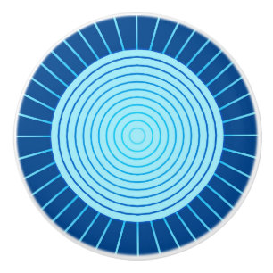 Modern Geometric Sunburst - Cobalt Blue och Aqua Knopp