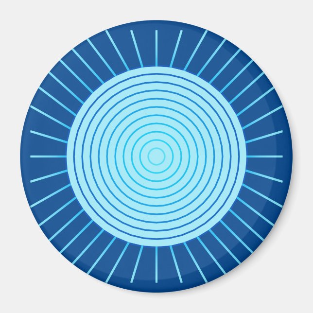 Modern Geometric Sunburst - Cobalt Blue och Aqua Magnet (Framsidan)