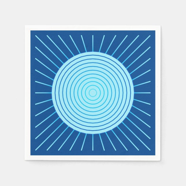 Modern Geometric Sunburst - Cobalt Blue och Aqua Pappersservett (Framsidan)