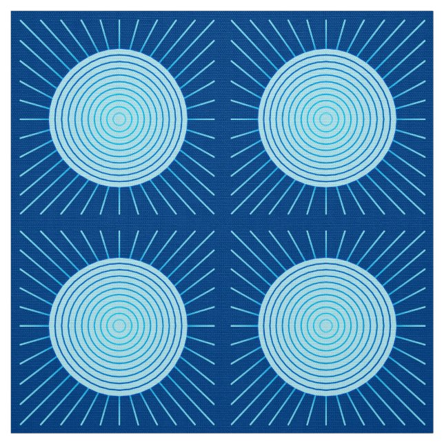 Modern Geometric Sunburst - Cobalt Blue och Aqua Tyg (Provkarta)
