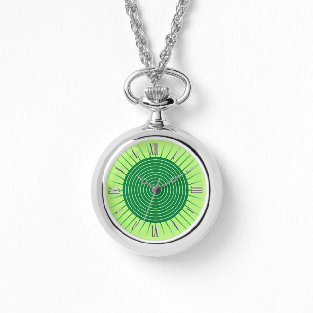 Modern Geometric Sunburst - Emerald Grönt and Lime Armbandsur (Framsida)