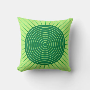 Modern Geometric Sunburst - Emerald Grönt and Lime Kudde