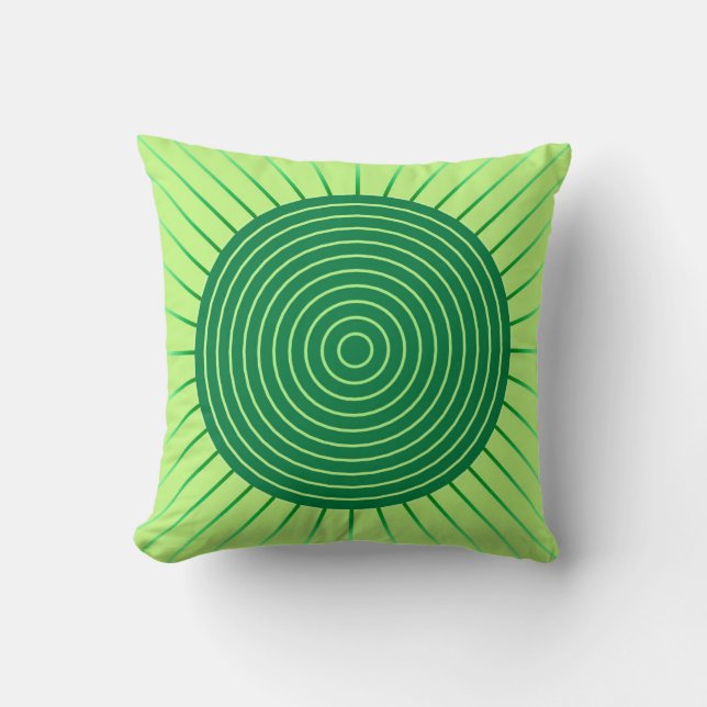 Modern Geometric Sunburst - Emerald Grönt and Lime Kudde (Framsida)