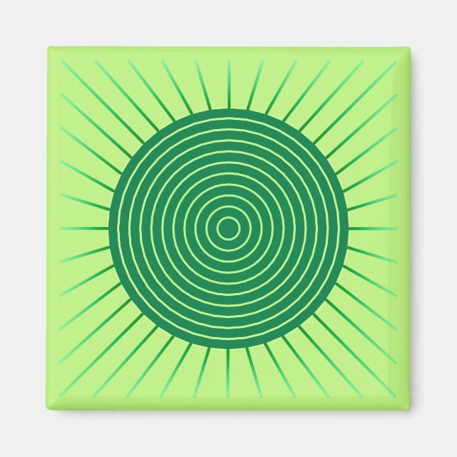 Modern Geometric Sunburst - Emerald Grönt and Lime Magnet (Framsidan)