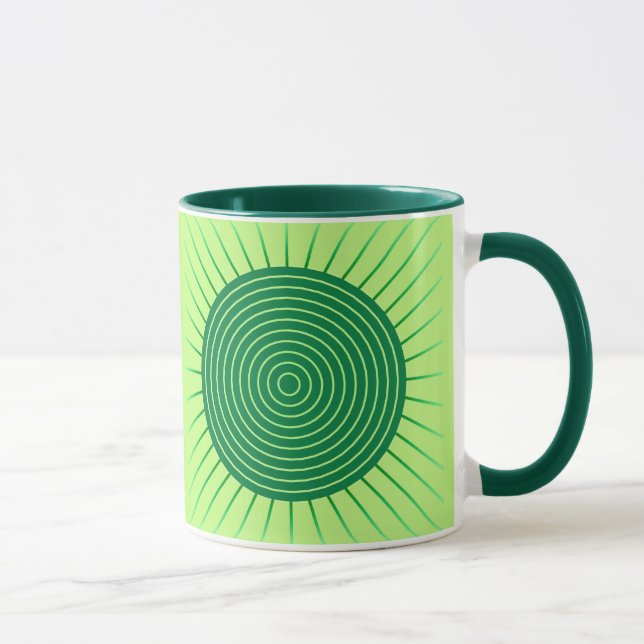 Modern Geometric Sunburst - Emerald Grönt and Lime Mugg (Höger)