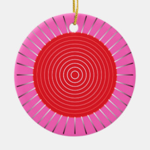 Modern Geometric Sunburst - Fuchsia and Red Julgransprydnad Keramik