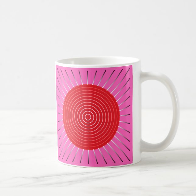 Modern Geometric Sunburst - Fuchsia and Red Kaffemugg (Höger)