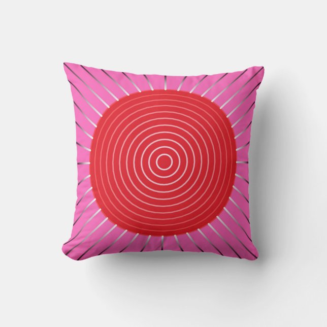 Modern Geometric Sunburst - Fuchsia and Red Kudde (Framsida)