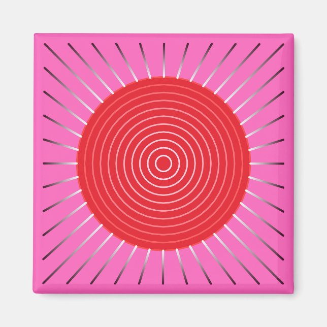 Modern Geometric Sunburst - Fuchsia and Red Magnet (Framsidan)