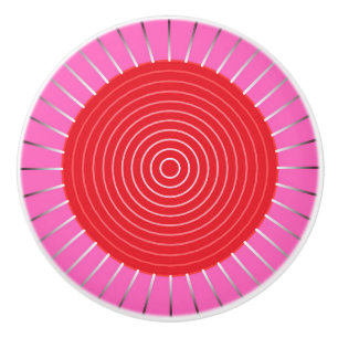 Modern Geometric Sunburst - Fuchsia och Red Knopp