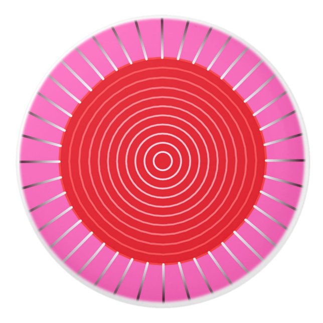 Modern Geometric Sunburst - Fuchsia och Red Knopp (Framsidan)