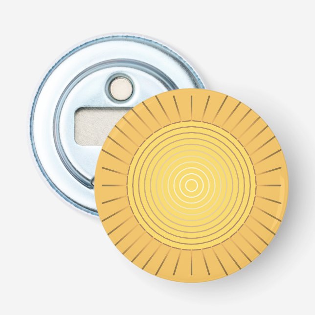 Modern Geometric Sunburst - Mustard Guld / Gult Flasköppnare (Framsidan)