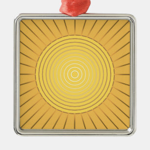 Modern Geometric Sunburst - Mustard Guld / Gult Julgransprydnad Metall