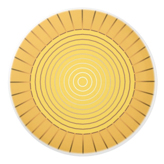 Modern Geometric Sunburst - Mustard Guld / Gult Knopp (Framsidan)