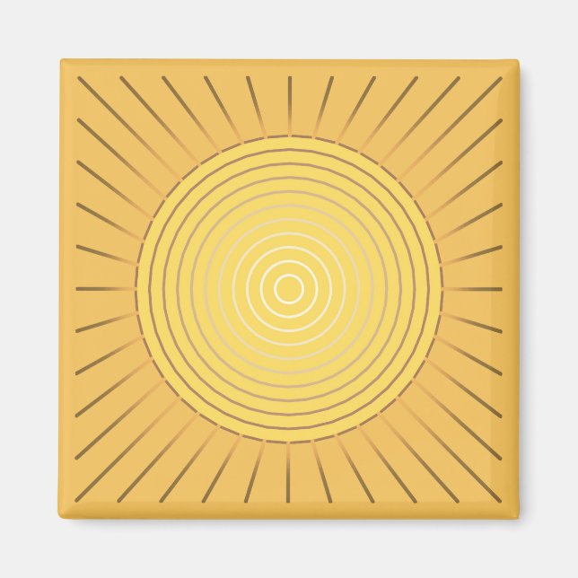 Modern Geometric Sunburst - Mustard Guld / Gult Magnet (Framsidan)