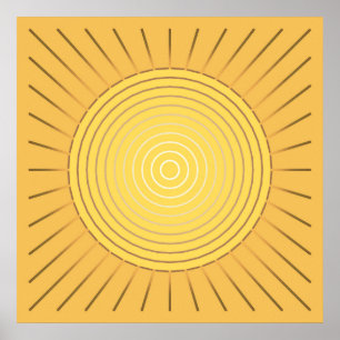 Modern Geometric Sunburst - Mustard Guld / Gult Poster