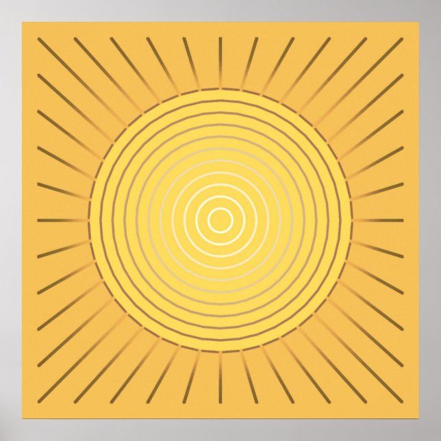 Modern Geometric Sunburst - Mustard Guld / Gult Poster (Framsidan)