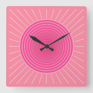 Modern Geometric Sunburst - Rosans skuggor Fyrkantig Klocka