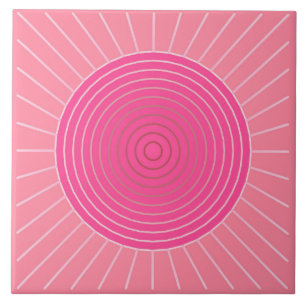 Modern Geometric Sunburst - Rosans skuggor Kakelplatta