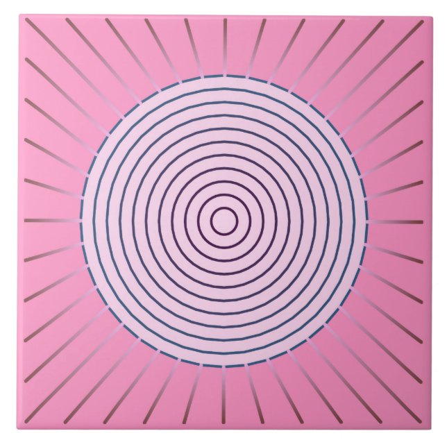 Modern Geometric Sunburst - Rosans skuggor Kakelplatta (Framsidan)