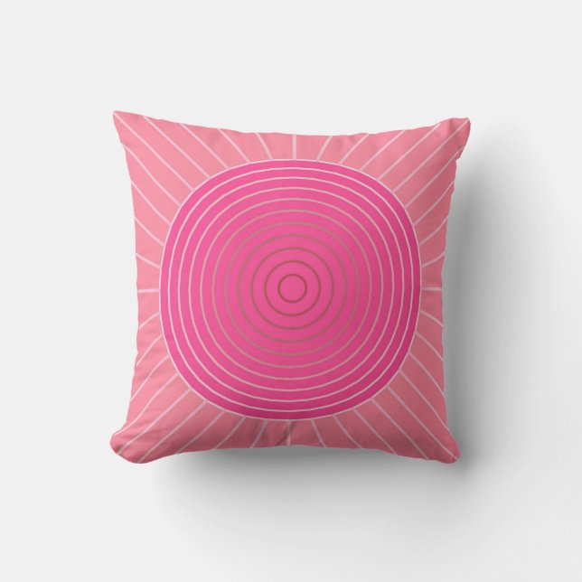 Modern Geometric Sunburst - Rosans skuggor Kudde (Framsida)