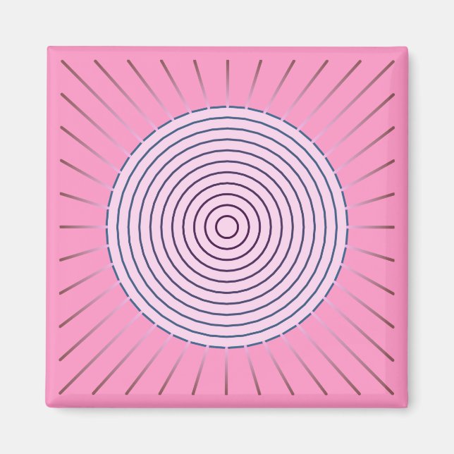 Modern Geometric Sunburst - Rosans skuggor Magnet (Framsidan)