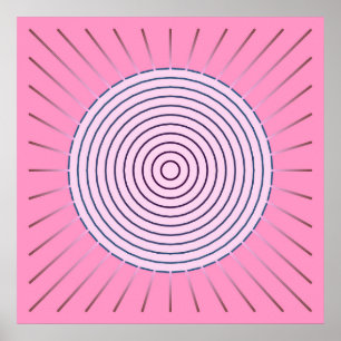 Modern Geometric Sunburst - Rosans skuggor Poster