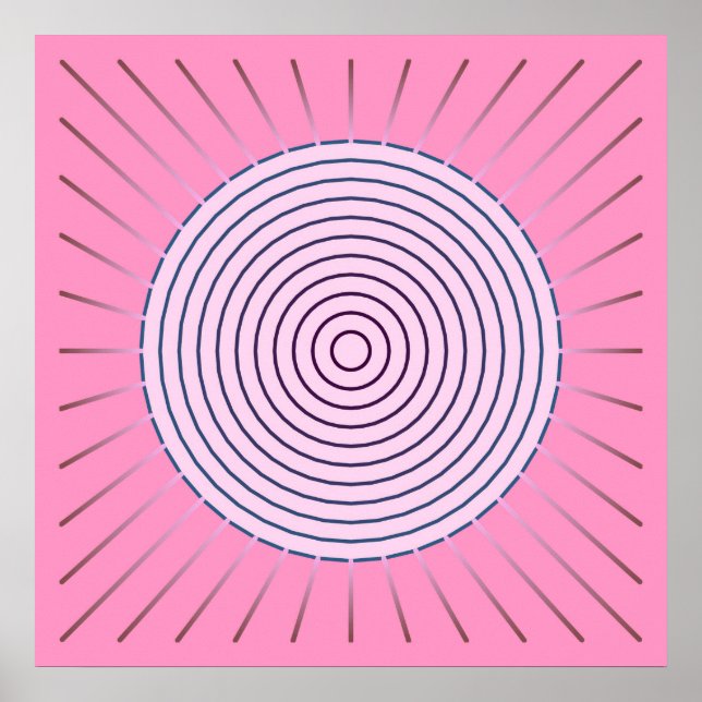 Modern Geometric Sunburst - Rosans skuggor Poster (Framsidan)