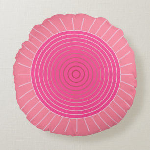 Modern Geometric Sunburst - Rosans skuggor Rund Kudde