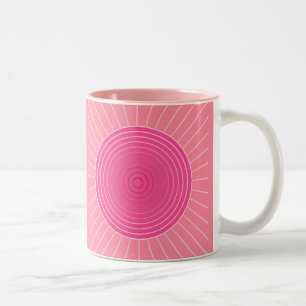 Modern Geometric Sunburst - Rosans skuggor Två-Tonad Mugg