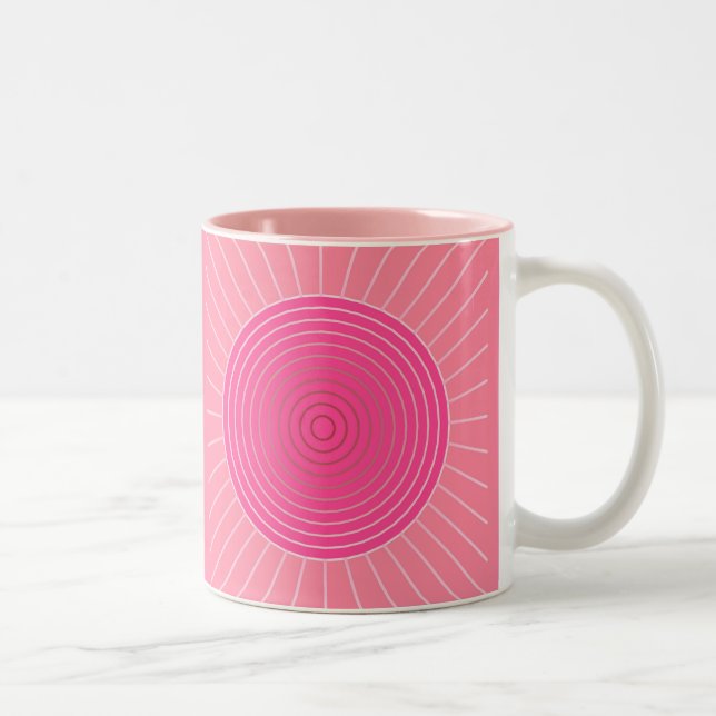 Modern Geometric Sunburst - Rosans skuggor Två-Tonad Mugg (Höger)