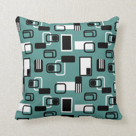 Modern Geometric Teal Black Retro i mitten Kudde