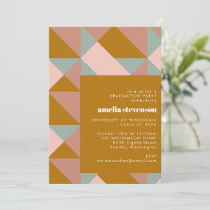 Modern Geometric Teal Guld-Studentfest Inbjudningar