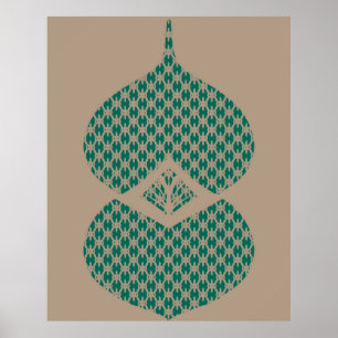 Modern Geometric Teal Taupe i mitten av århundrade Poster