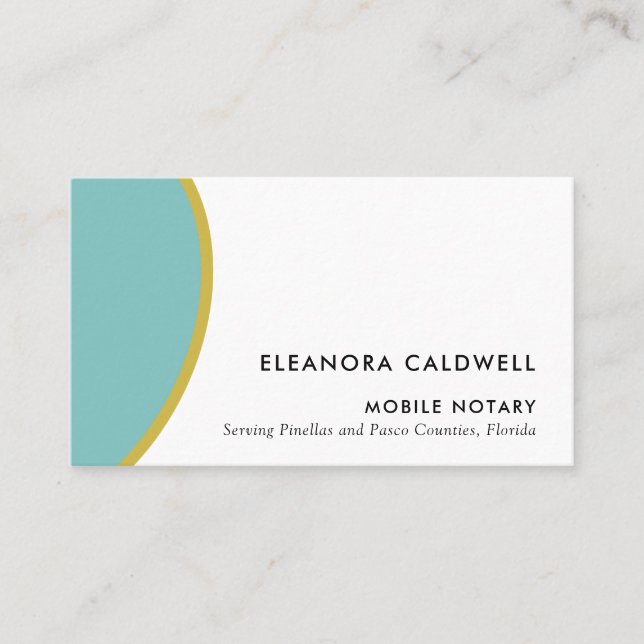 Modern Geometric Teal White Florida Notary Public Visitkort (Framsida)