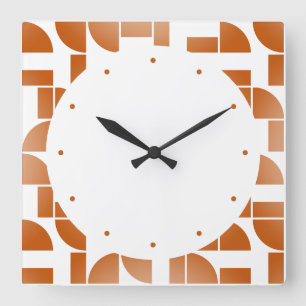 Modern Geometric Terracotta White Mönster Fyrkantig Klocka
