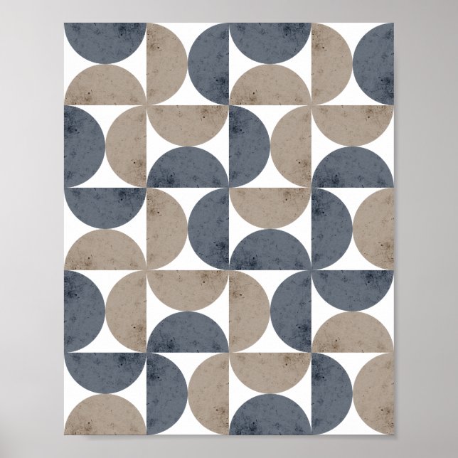Modern Geometric Textured Half-Moon Mid Century  Poster (Framsidan)