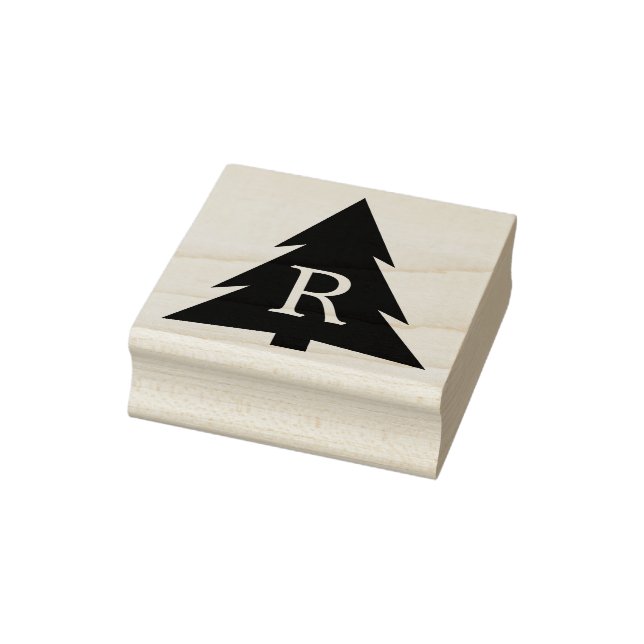 Modern Geometric Träd Silhouette med Monogram Stämpel (Stämpel)